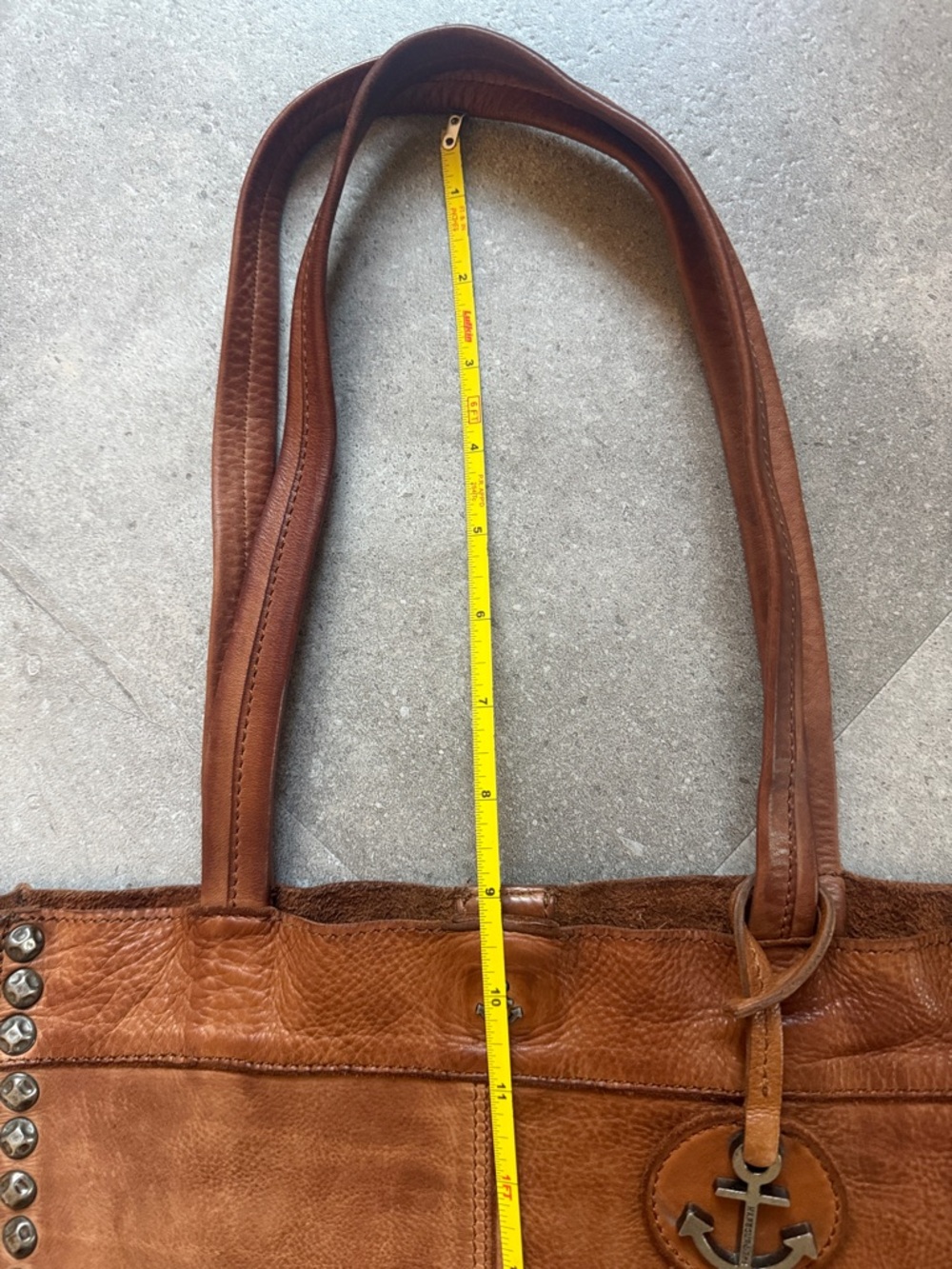 Barbour 2nd Stud-Trim Genuine Leather Tote in Rich Chestnut Brown - Picture 11 of 13